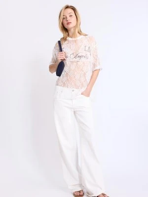 Zdjęcie produktu Stradivarius Koszulka oversize z koronki z grafiką  Ecru