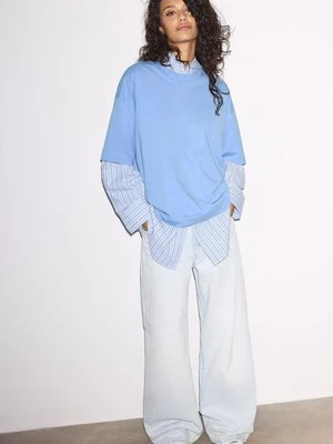 Stradivarius Koszulka oversize z krótkim rękawem  Błękitny