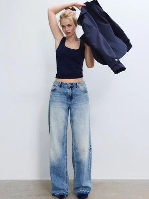 Stradivarius Koszulka poliamidowa na szerokich ramiączkach  Morski