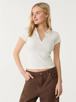 Stradivarius Koszulka polo basic  Ecru