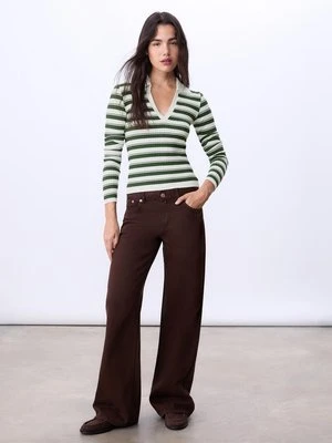 Stradivarius Koszulka polo bezszwowa w paski  0-526