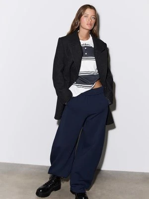 Stradivarius Koszulka polo oversize w paski  Ciemnoszary