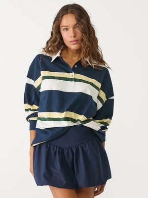 Stradivarius Koszulka polo oversize w paski  Ecru