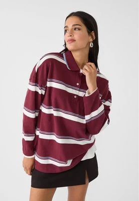 Stradivarius Koszulka polo oversize w paski  Wiśniowy