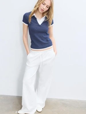 Stradivarius Koszulka polo z krótkim rękawem i podwójnym materiałem  Ecru