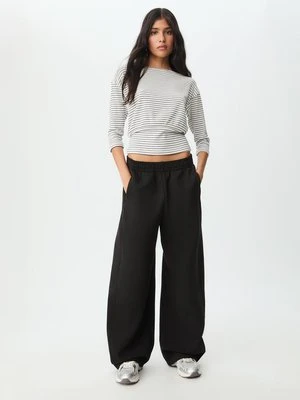 Stradivarius Koszulka w paski z dekoltem łódka  SZARY DENIM