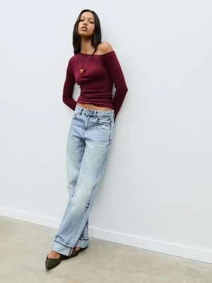 Stradivarius Koszulka z asymetrycznym dekoltem  Fioletowy