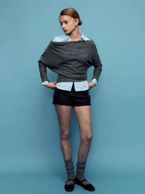 Stradivarius Koszulka z ćwiekami  Ciemnoszary