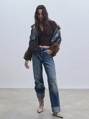 Stradivarius Koszulka z dekoltem z węzłem  Brązowy