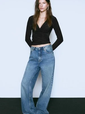 Stradivarius Koszulka z dekoltem z węzłem  Czarny