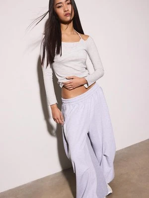 Stradivarius Koszulka z długim rękawem i dekoltem halter  Popielaty