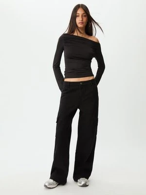 Stradivarius Koszulka z długim rękawem i marszczeniem  Czarny