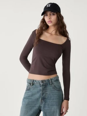 Stradivarius Koszulka z długim rękawem seamless  Brązowy