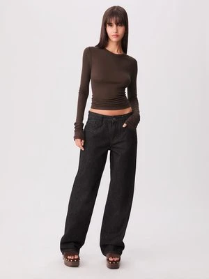 Stradivarius Koszulka z długim rękawem w prążki  Brązowy