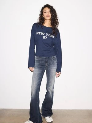 Stradivarius Koszulka z kimonowym rękawem i nadrukiem  Morski