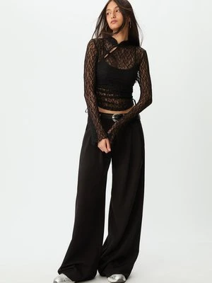 Stradivarius Koszulka z koronki z długim rękawem  Czarny