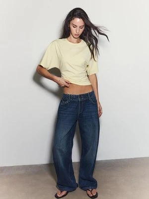 Stradivarius Koszulka z krótkim rękawem w japońskim stylu  Żółty pastelowy