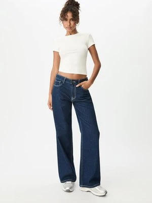 Stradivarius Koszulka z krótkim rękawem z prążkowanej dzianiny Biały