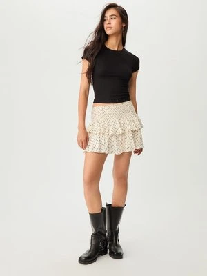 Stradivarius Koszulka z krótkim rękawem z prążkowanej dzianiny  Czarny