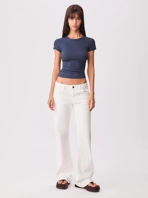 Stradivarius Koszulka z krótkim rękawem z prążkowanej dzianiny  Morski