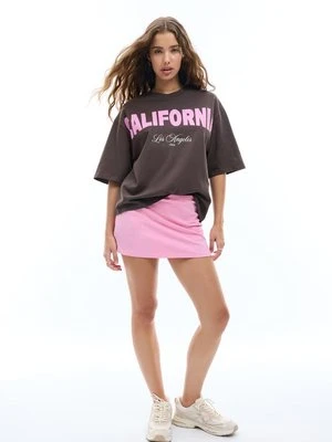 Stradivarius Koszulka z nadrukiem i krótkim rękawem  Brązowy