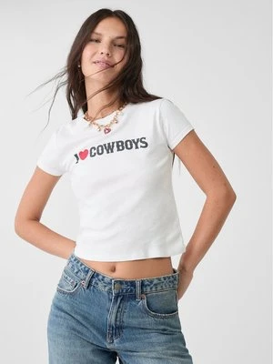 Stradivarius Koszulka z nadrukiem I love Cowboys  Ecru