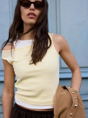 Stradivarius Koszulka z podwójnym topem  Żółty pastelowy