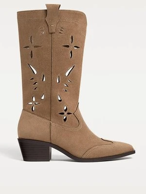 Stradivarius Kowbojki perforowane  BEŻOWY