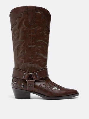 Stradivarius Kowbojki ze zwierzęcym wzorem  BRĄZOWY