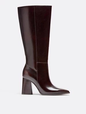 Stradivarius Kozaki na obcasie  BRĄZOWY