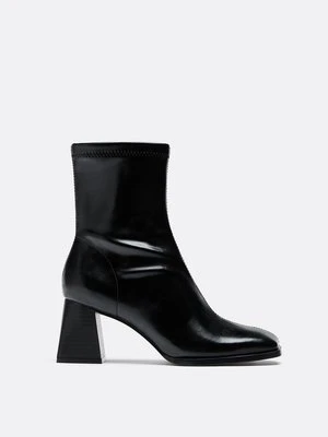 Stradivarius Botki na średnim obcasie stretch  Czarny