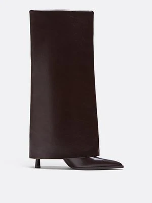 Stradivarius Kozaki na szpilce z getrami  BRĄZOWY