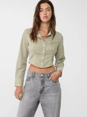 Stradivarius Krótka koszula basic  Khaki