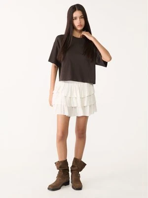 Stradivarius Krótka koszulka oversize  Brązowy
