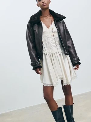 Stradivarius Krótka kurtka dwustronna  Czarny