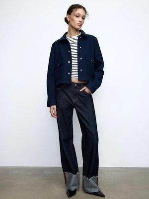 Stradivarius Krótka kurtka soft  Ciemnomorski