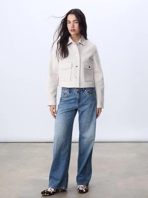 Stradivarius Krótka kurtka soft  Ecru