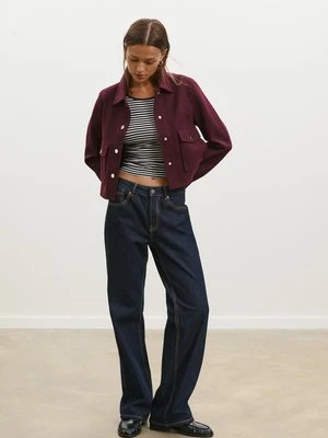 Stradivarius Krótka kurtka soft  Wiśniowy