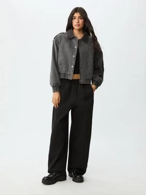 Stradivarius Krótka kurtka z efektem sprania  Czarny