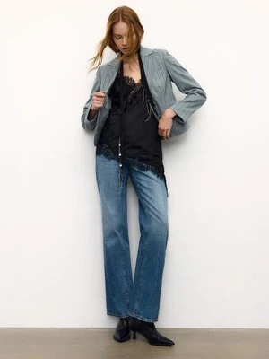 Stradivarius Krótka marynarka w paski  Popielaty