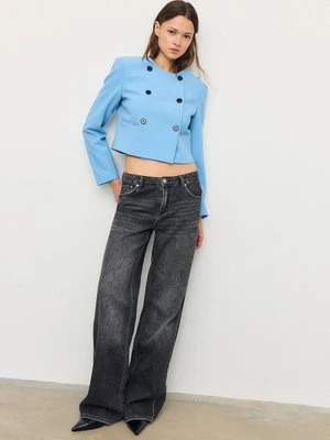 Stradivarius Krótka marynarka z okrągłym dekoltem  Błękitny