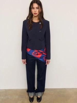 Stradivarius Krótka marynarka z okrągłym dekoltem  Morski