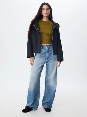 Stradivarius Krótka parka techniczna z kapturem  Czarny