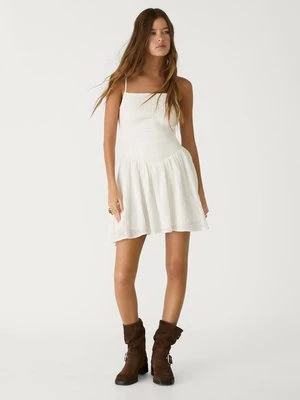 Stradivarius Krótka sukienka na ramiączkach  Ecru