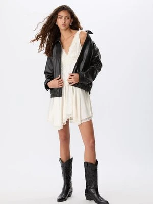 Stradivarius Krótka sukienka typu slip dress z koronką  Ecru