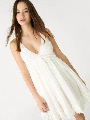 Stradivarius Krótka sukienka z dekoltem halter  Biały