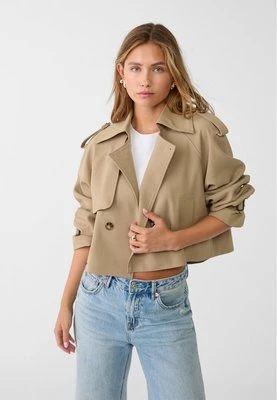 Stradivarius Krótki elegancki luźny trencz  Khaki