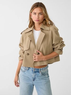 Stradivarius Krótki elegancki luźny trencz  Khaki