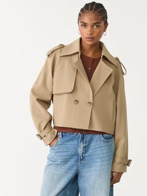 Stradivarius Krótki elegancki luźny trencz  Khaki