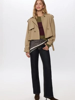 Stradivarius Krótki, lejący się trencz do noszenia na co dzień  Khaki